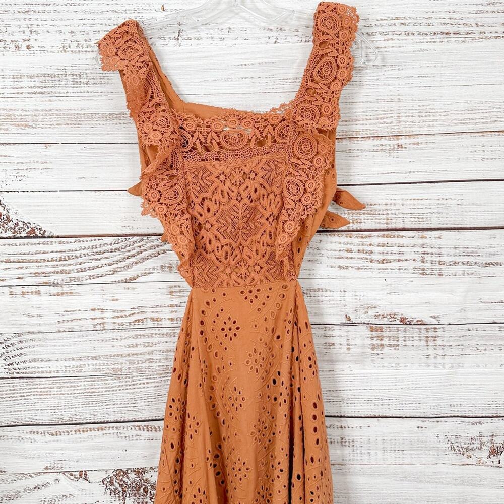 Nightcap x Carisa Rene Aimee Eyelet Copper Maxi Dress, EUC, Size XS MSRP $396 - Picture 7 of 15